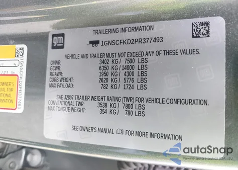 2023 Chevrolet Suburban 2Wd Premier z USA, uszkodzony, nr VIN 1GNSCFKD2PR377493